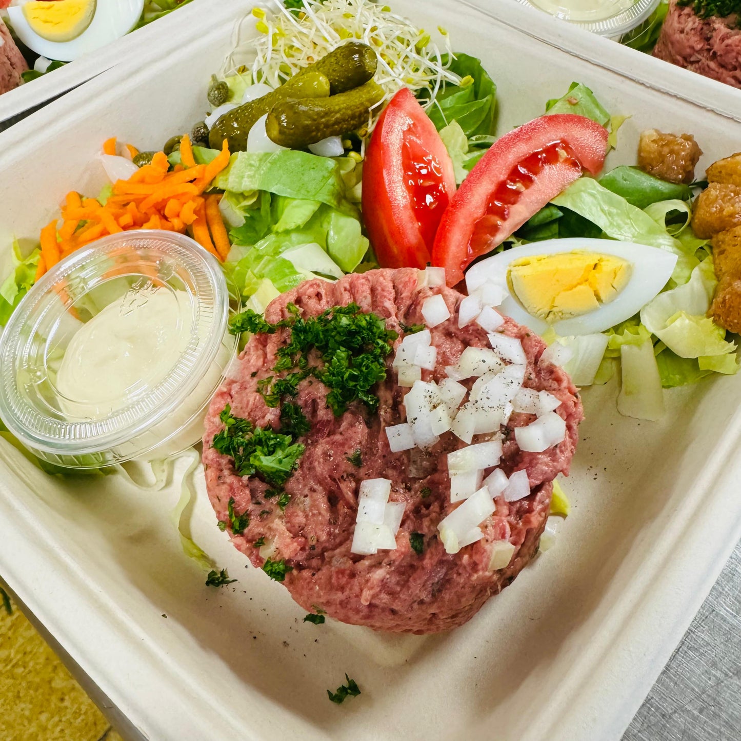Jeudi 27/08: Américain préparé maison (à manger le jour de la livraison) et garnitures
