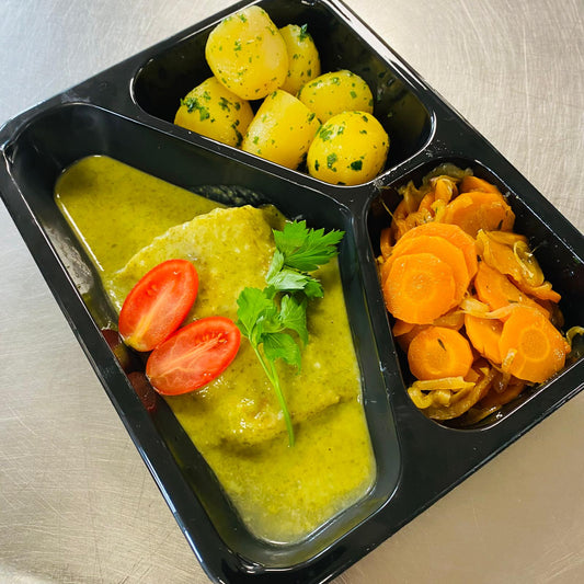 Jeudi 11/09: Cabillaud à la crème d’épinards, carottes et pommes de terre persillées
