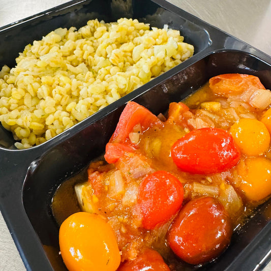 Thursday 05/02: Cod with tomatoes, shallots and white wine, wheat with fennel