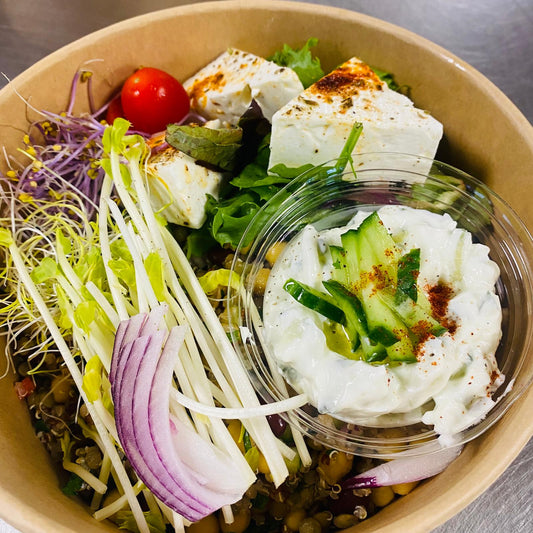 Dinsdag 09/09: Tabouleh van peulvruchten, gemarineerde feta en tzatziki